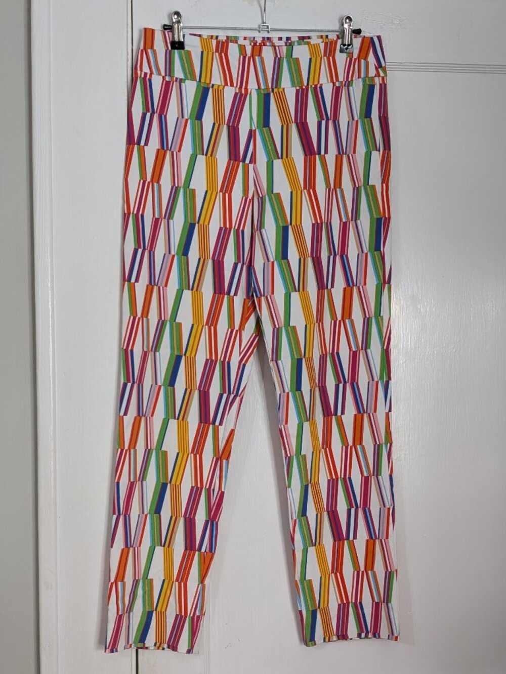 Krazy Larry Women's Pull On Ankle Pants Rainbow Multicolor Size 6 Fun Colorful